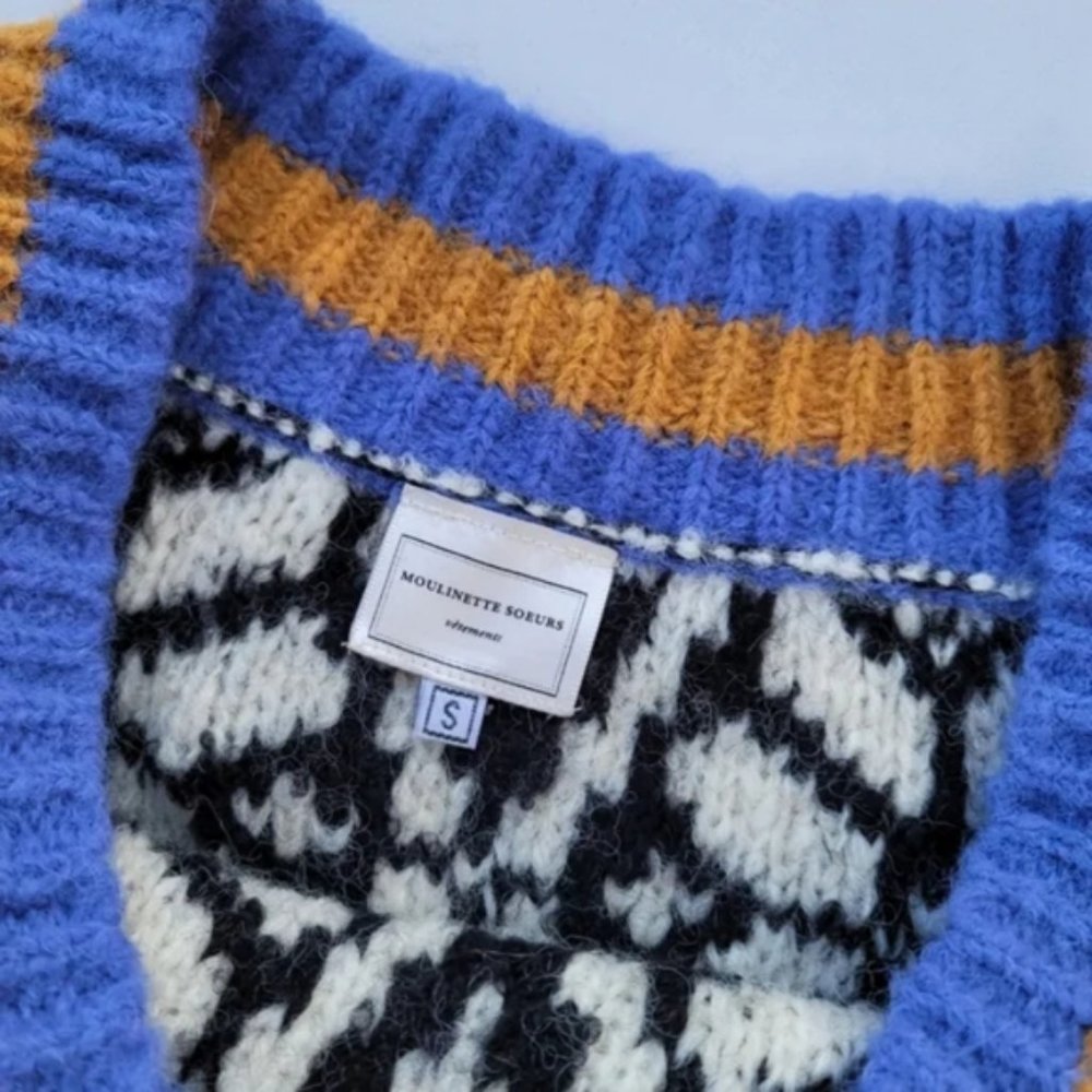 ANTHRO - MOULINETTE SOEURS Intarsia Alpaca Blends Pullover Sweater - Picture 10 of 11